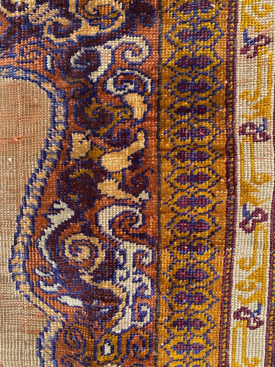 Bobyrug’s Antique Fine Silk Turkish Anatolian Distressed Cesareh Rug For Sale 11