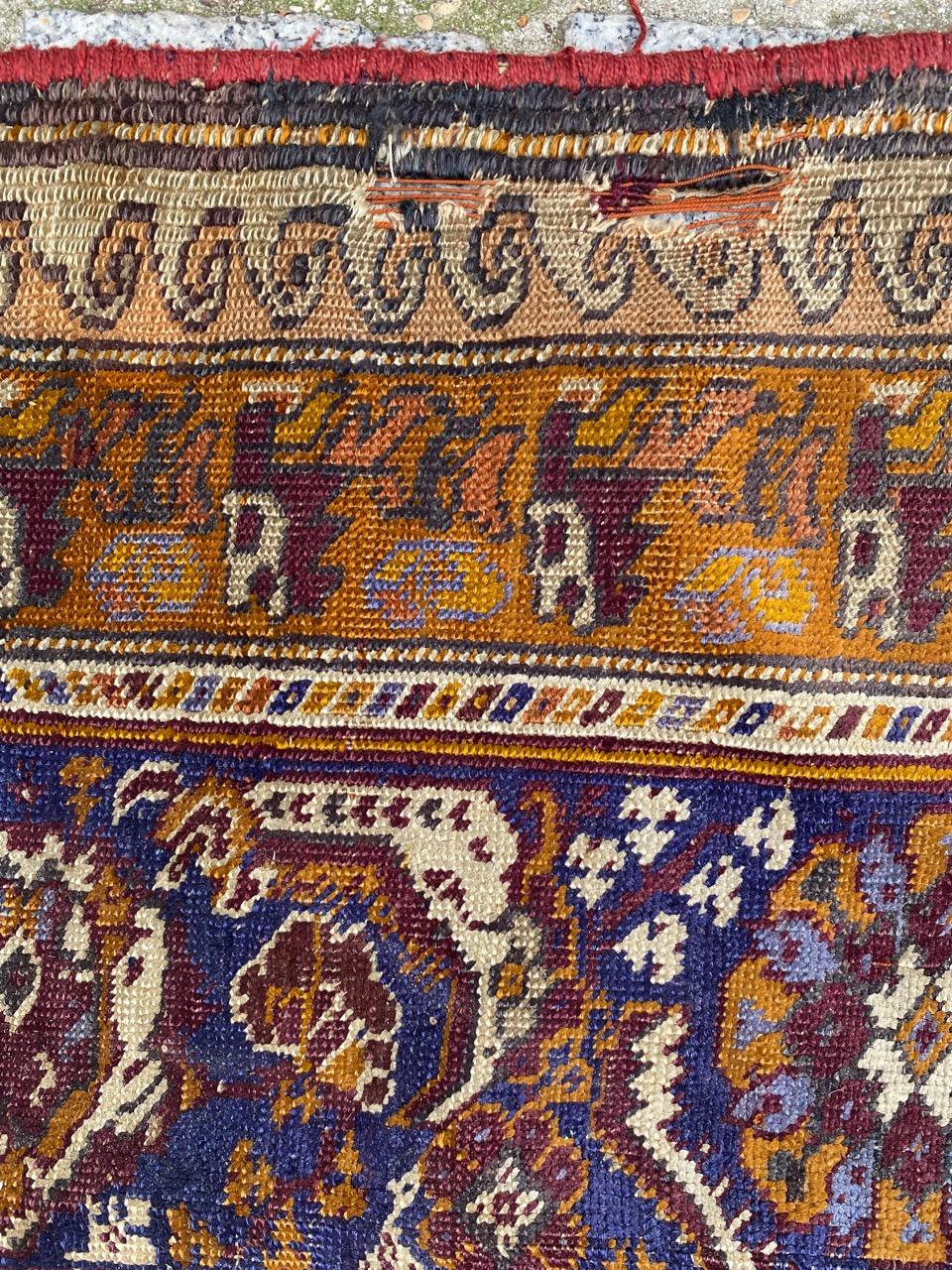 Bobyrug’s Antique Fine Silk Turkish Anatolian Distressed Cesareh Rug For Sale 13