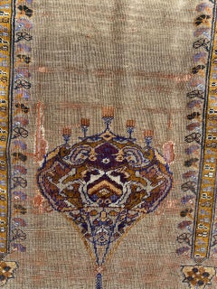 Bobyrug's Antique Fine Silk Turkish Anatolian Distressed Cesareh Rug