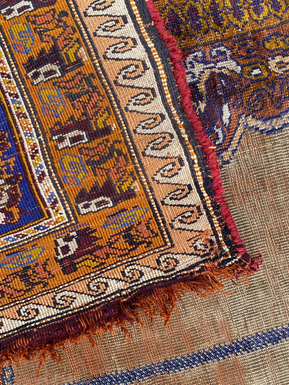 Bobyrug’s Antique Fine Silk Turkish Anatolian Distressed Cesareh Rug For Sale 14