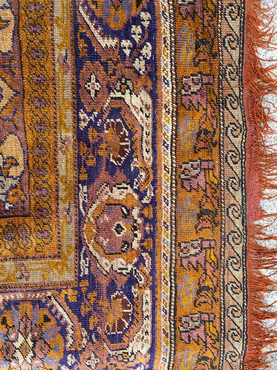 Bobyrug’s Antique Fine Silk Turkish Anatolian Distressed Cesareh Rug For Sale 1