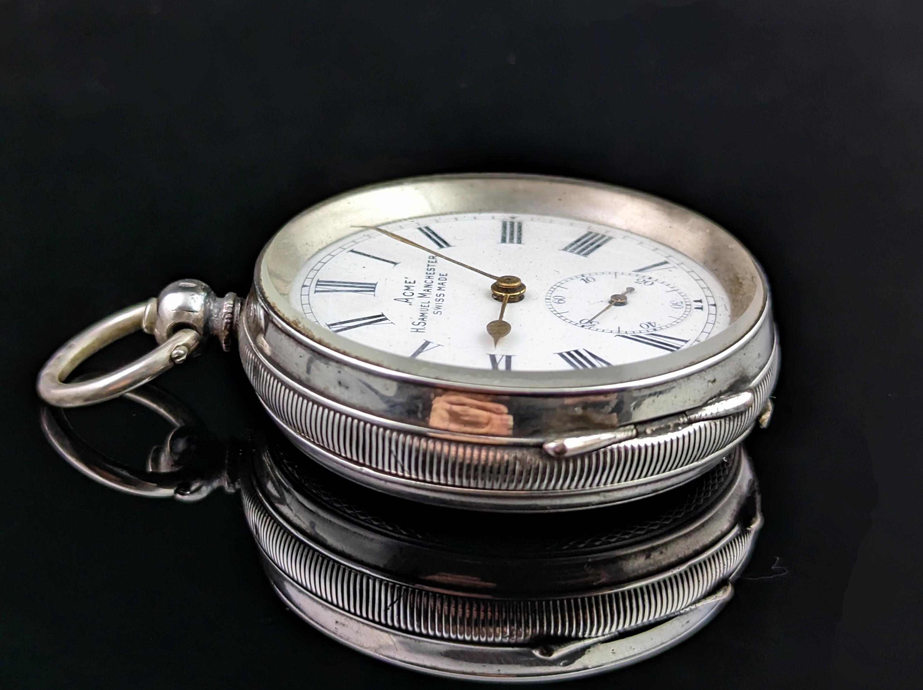 Antique Fine Silver Pocket Watch, Fob Watch, Acme 3