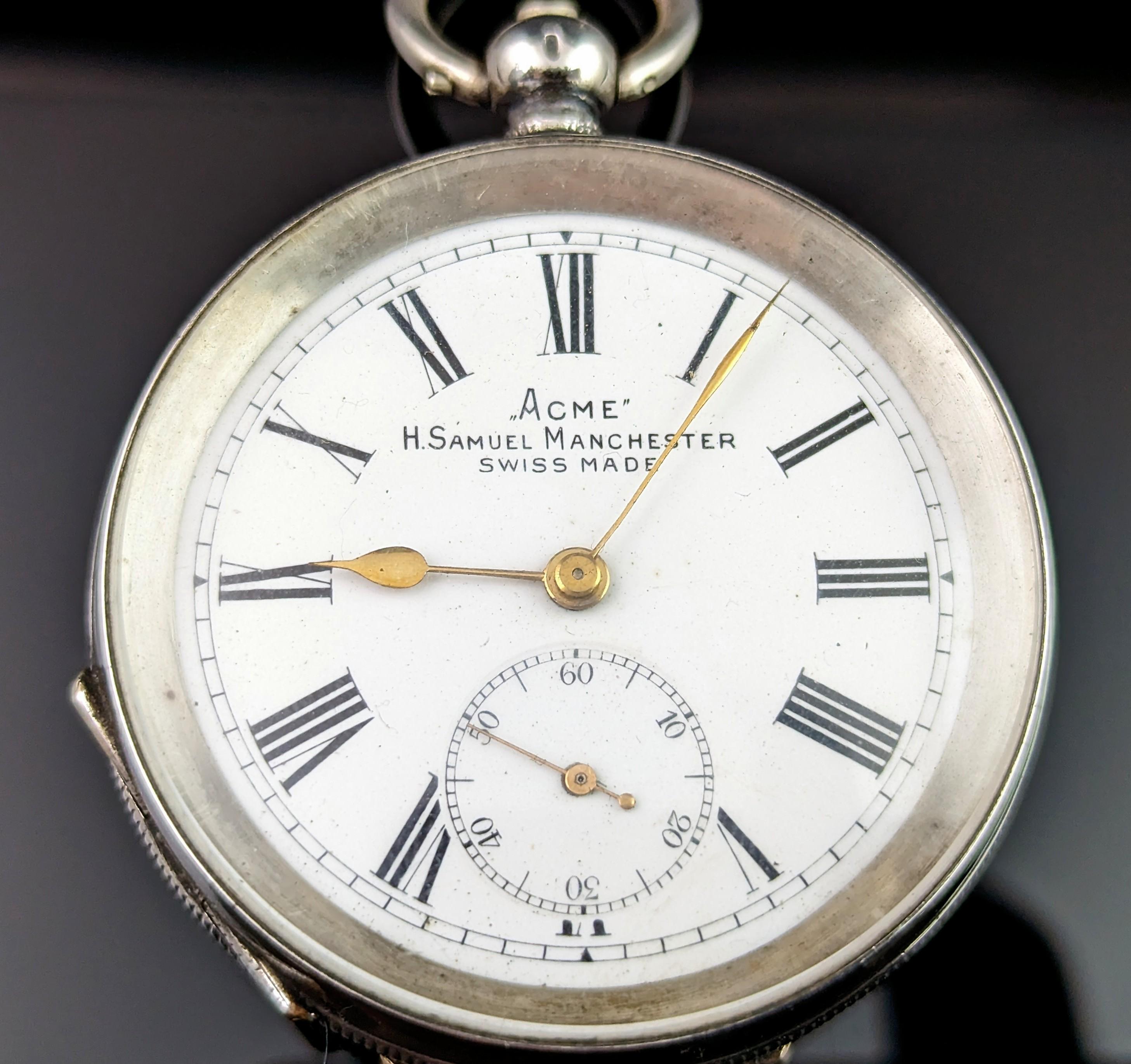 Antique Fine Silver Pocket Watch, Fob Watch, Acme 5