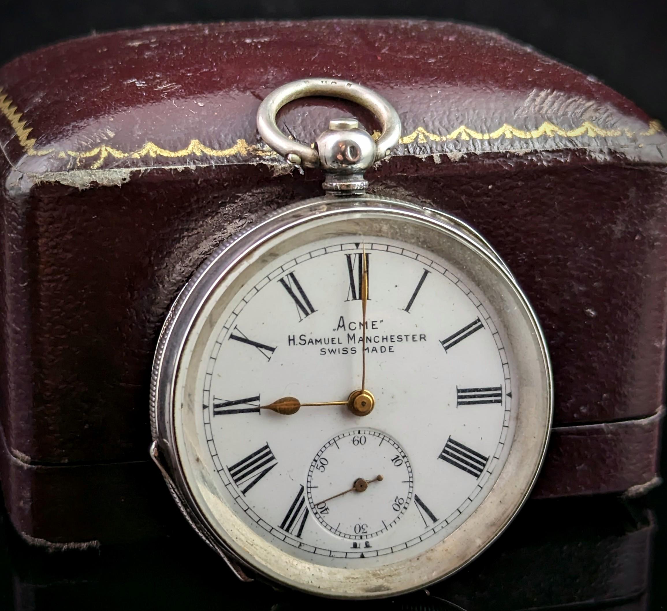 Antique Fine Silver Pocket Watch, Fob Watch, Acme 6