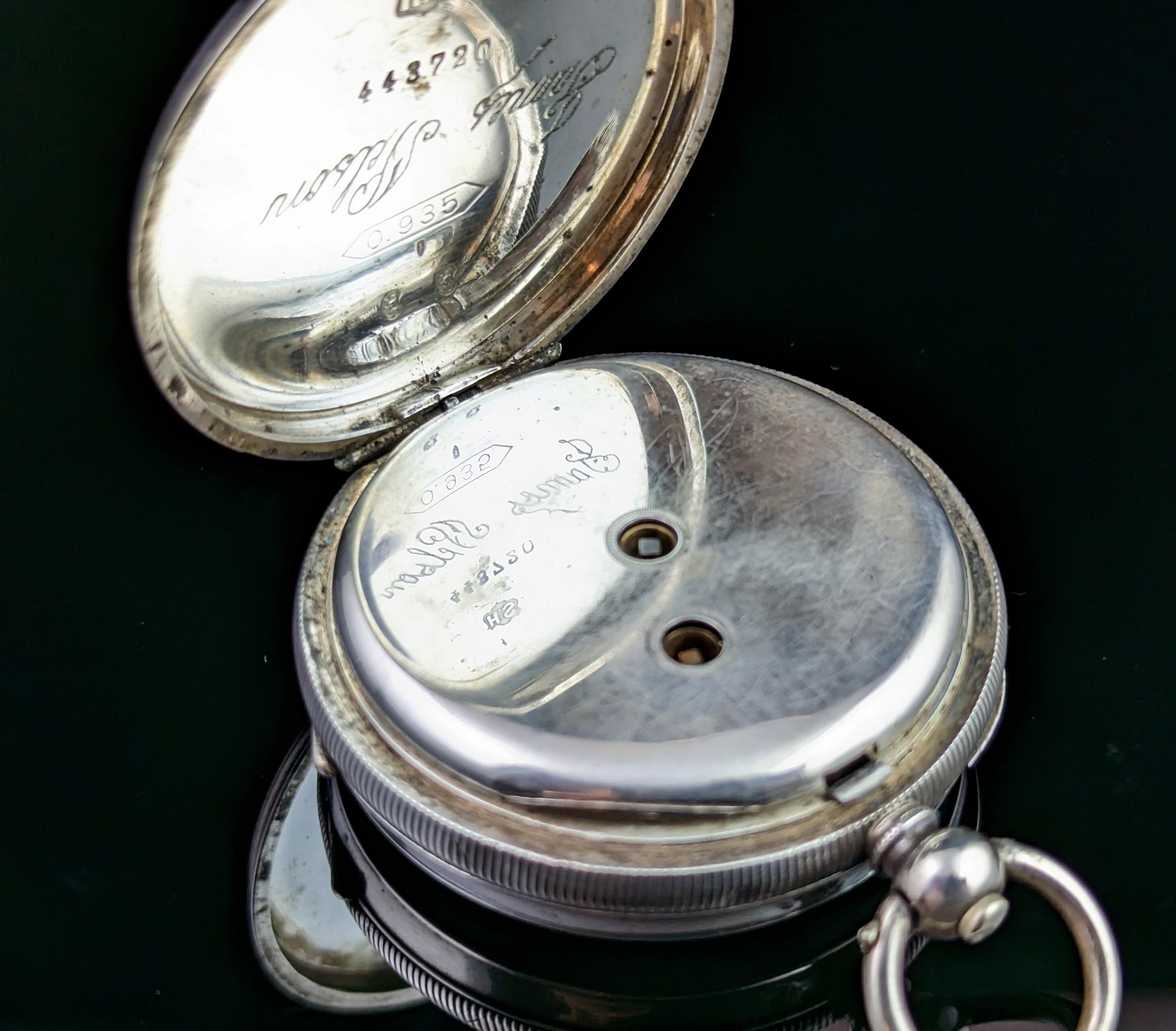 Victorian Antique Fine Silver Pocket Watch, Fob Watch, Acme