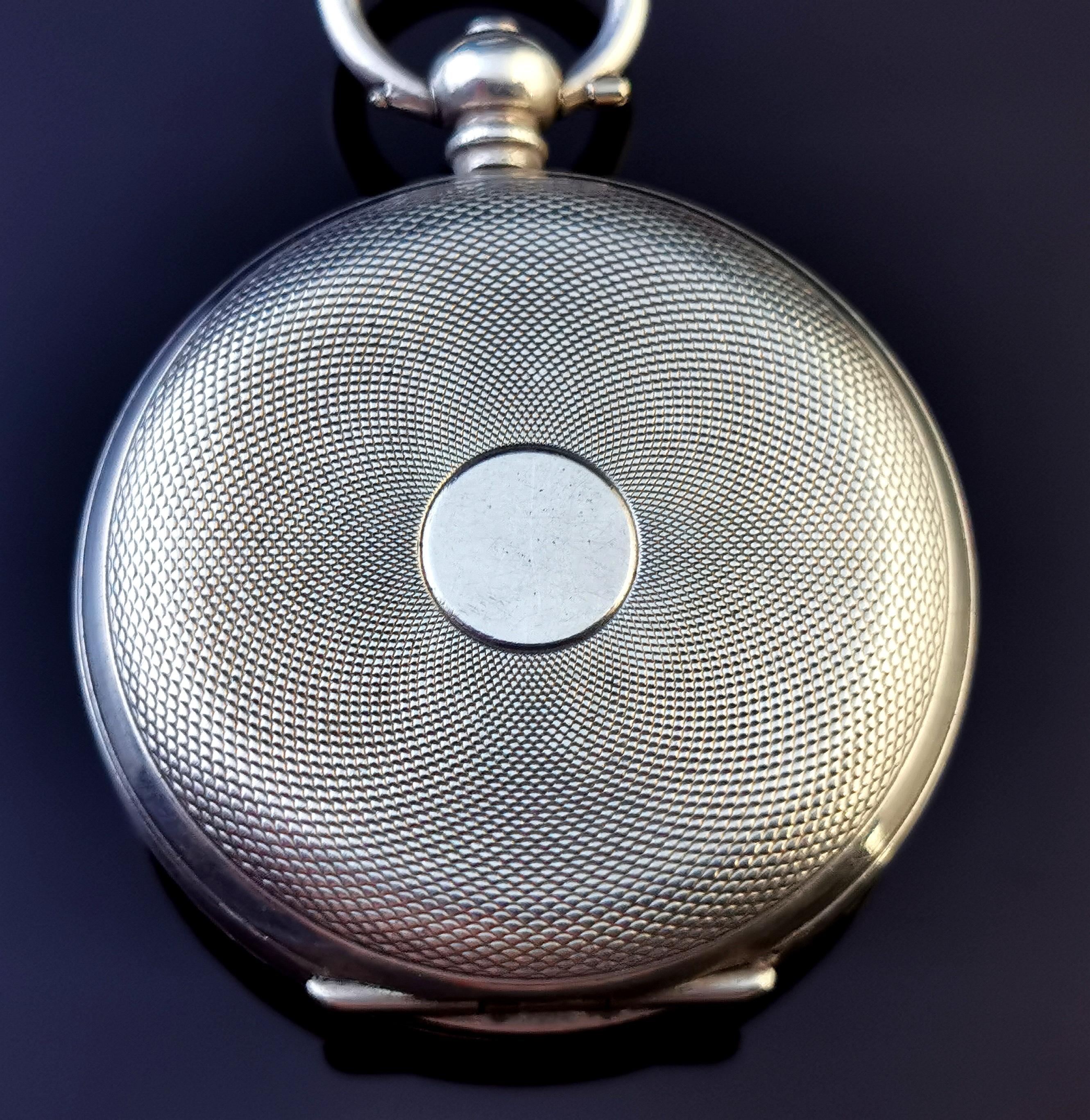 Antique Fine Silver Pocket Watch, Fob Watch  For Sale 4