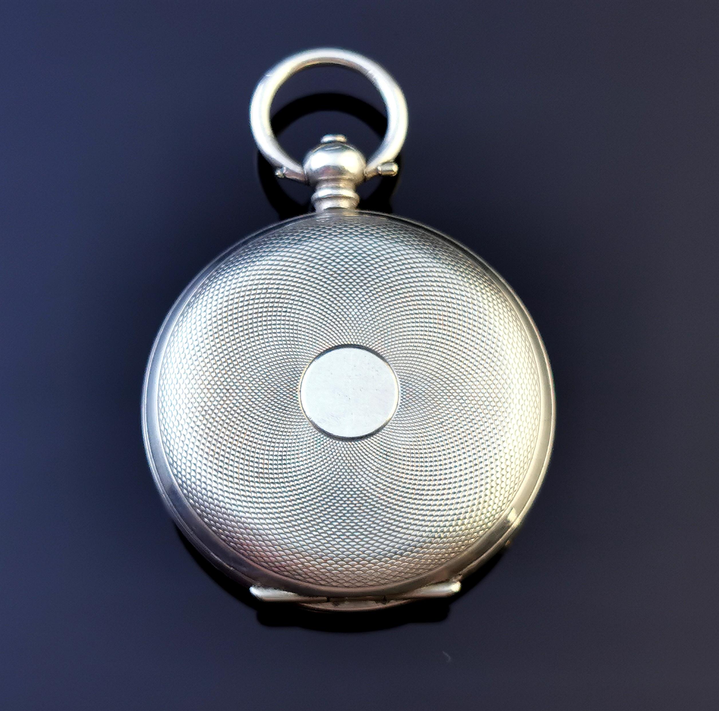 Antike Taschenuhr aus feinem Silber, Fob-Uhr  im Angebot 5