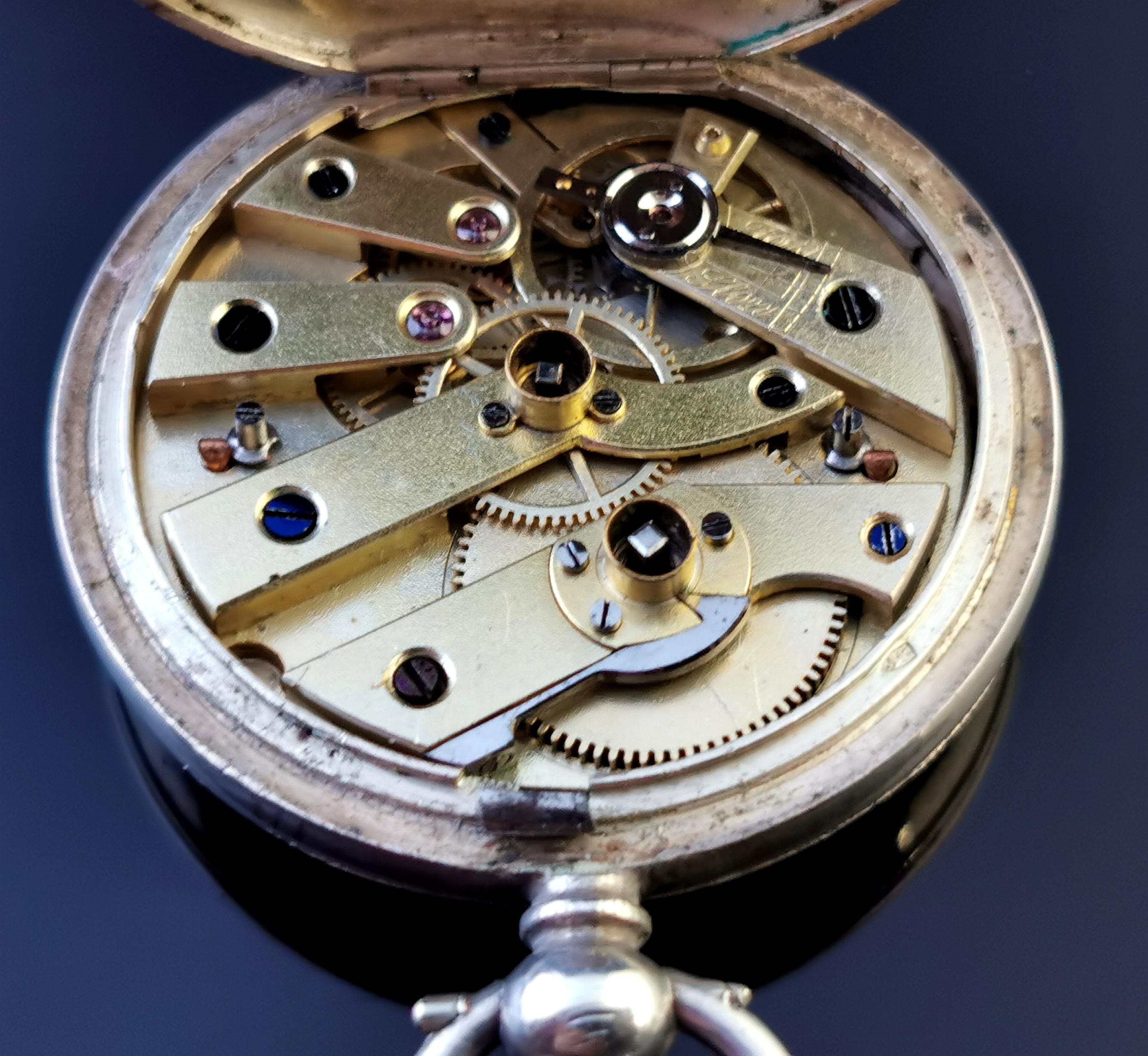 Antike Taschenuhr aus feinem Silber, Fob-Uhr  im Zustand „Gut“ im Angebot in NEWARK, GB