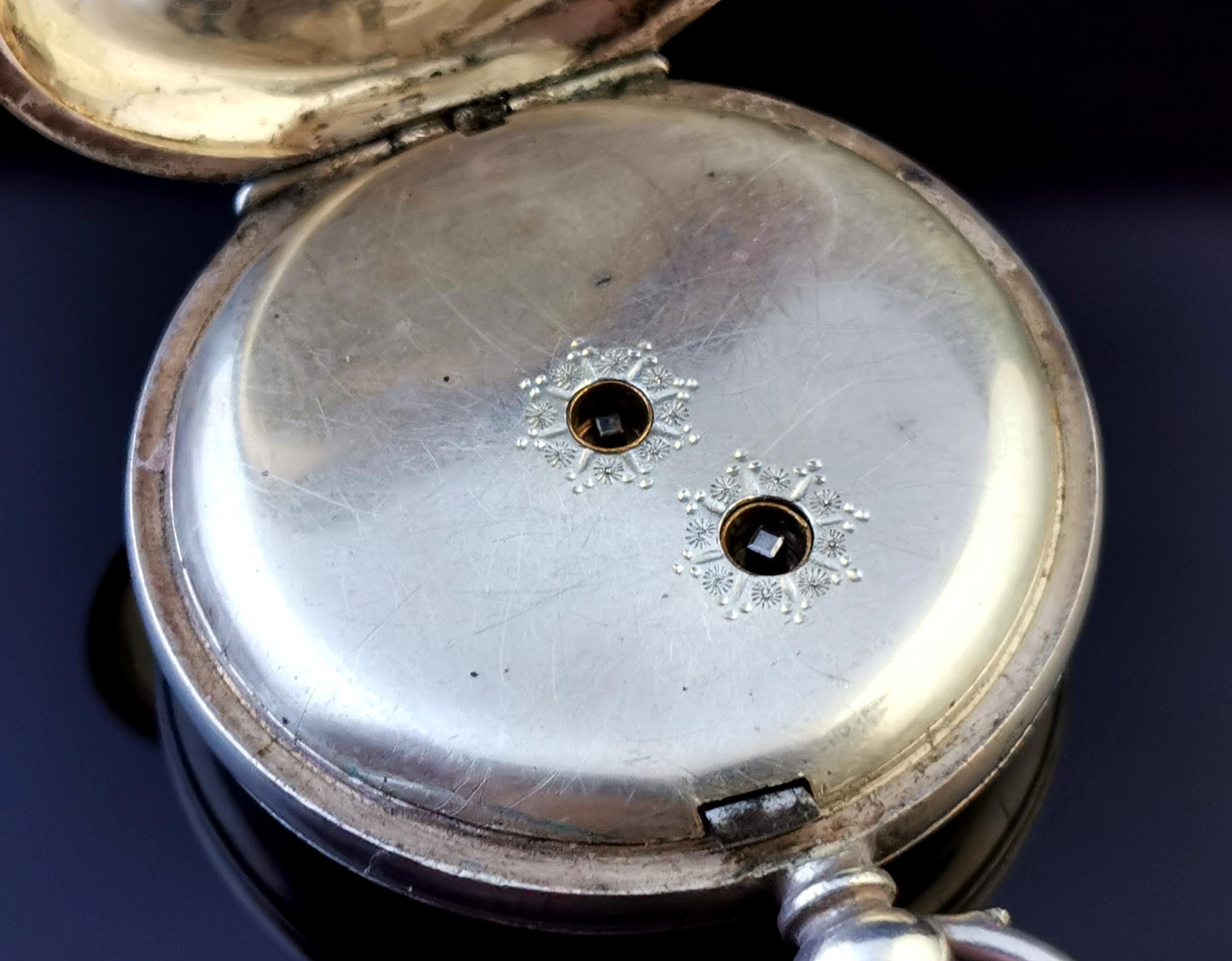 Antike Taschenuhr aus feinem Silber, Fob-Uhr  für Damen oder Herren im Angebot