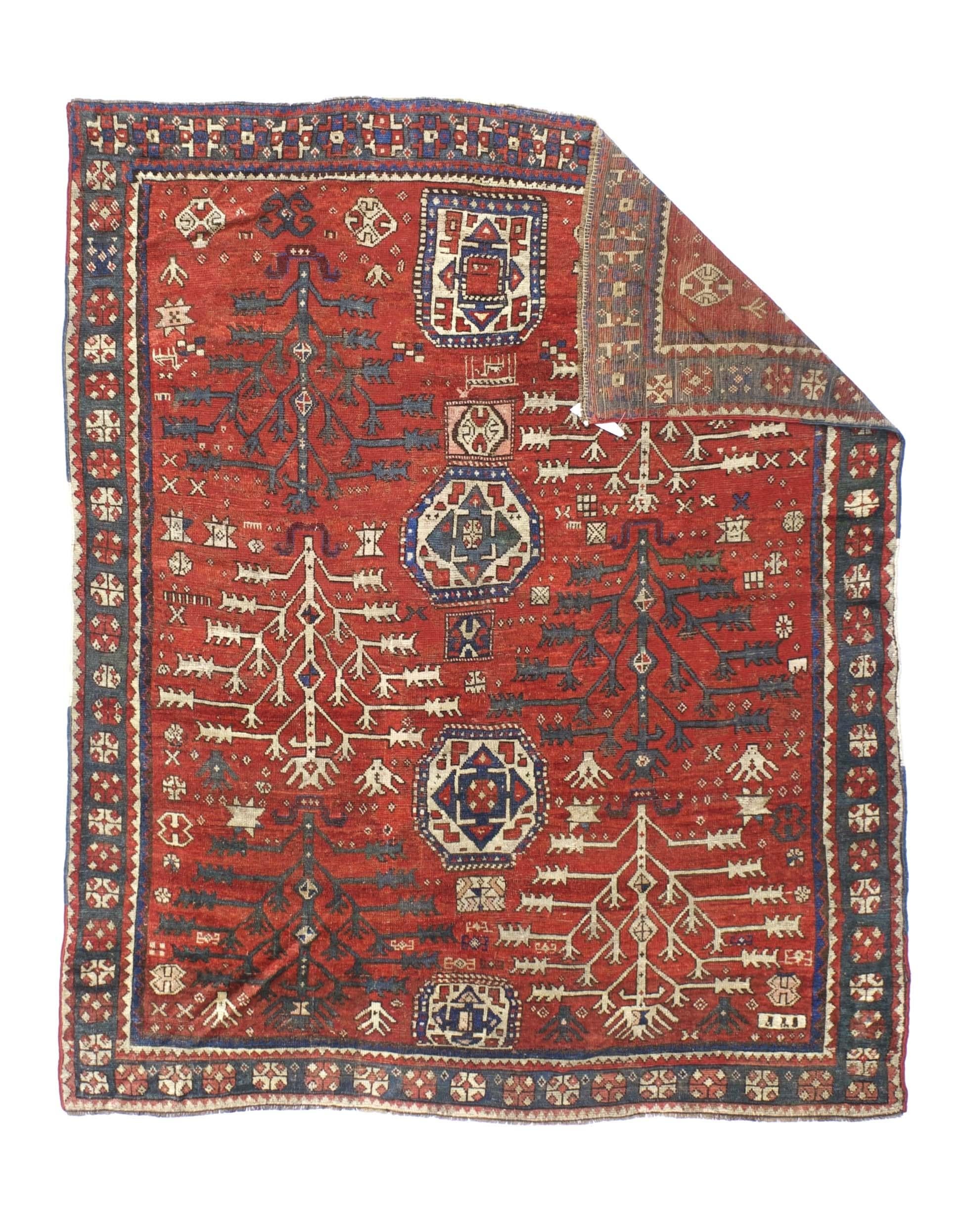 Antike feine & sehr seltene Baum Kazak Teppich 5'6