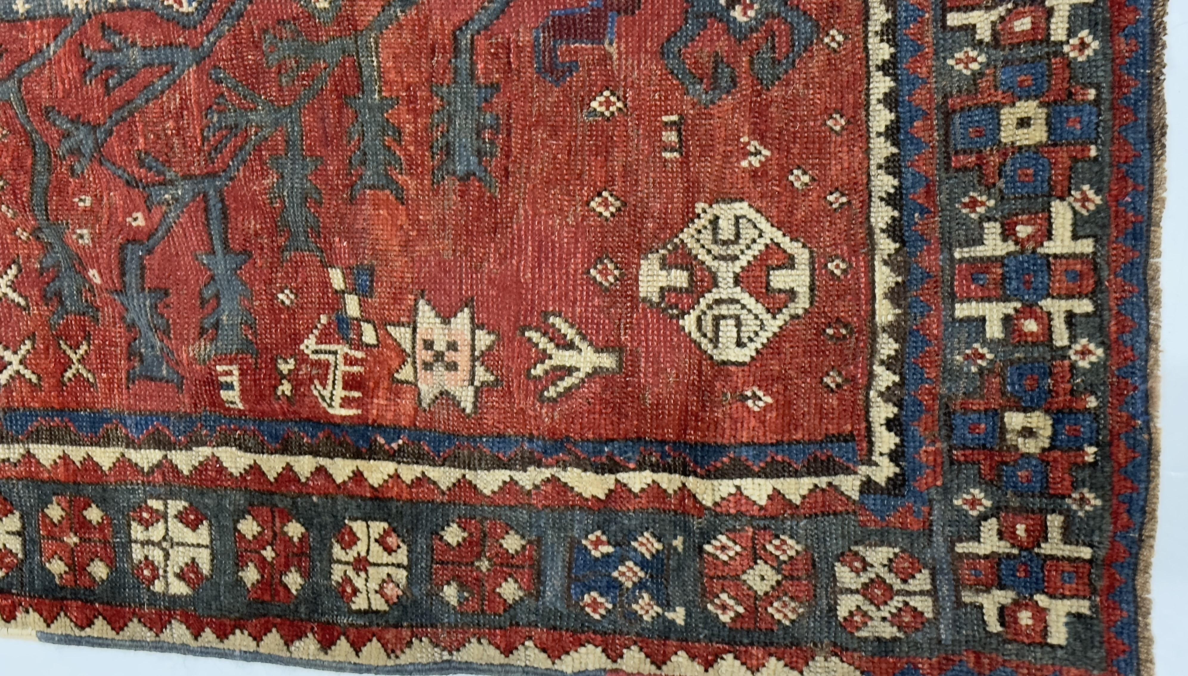 Antiker feiner & sehr seltener Baum Kazak Teppich 5'6 x 6'11 (Wolle) im Angebot