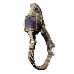 Antique Fine Watch Talisman Bracelet Filled with Vintage Amethyst