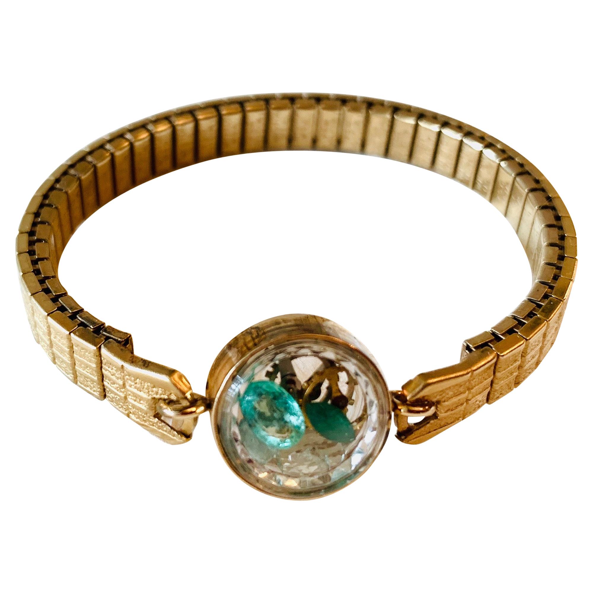 Antique Fine Watch Talisman Bracelet Filled with Vintage Emeralds and Opals  For Sale