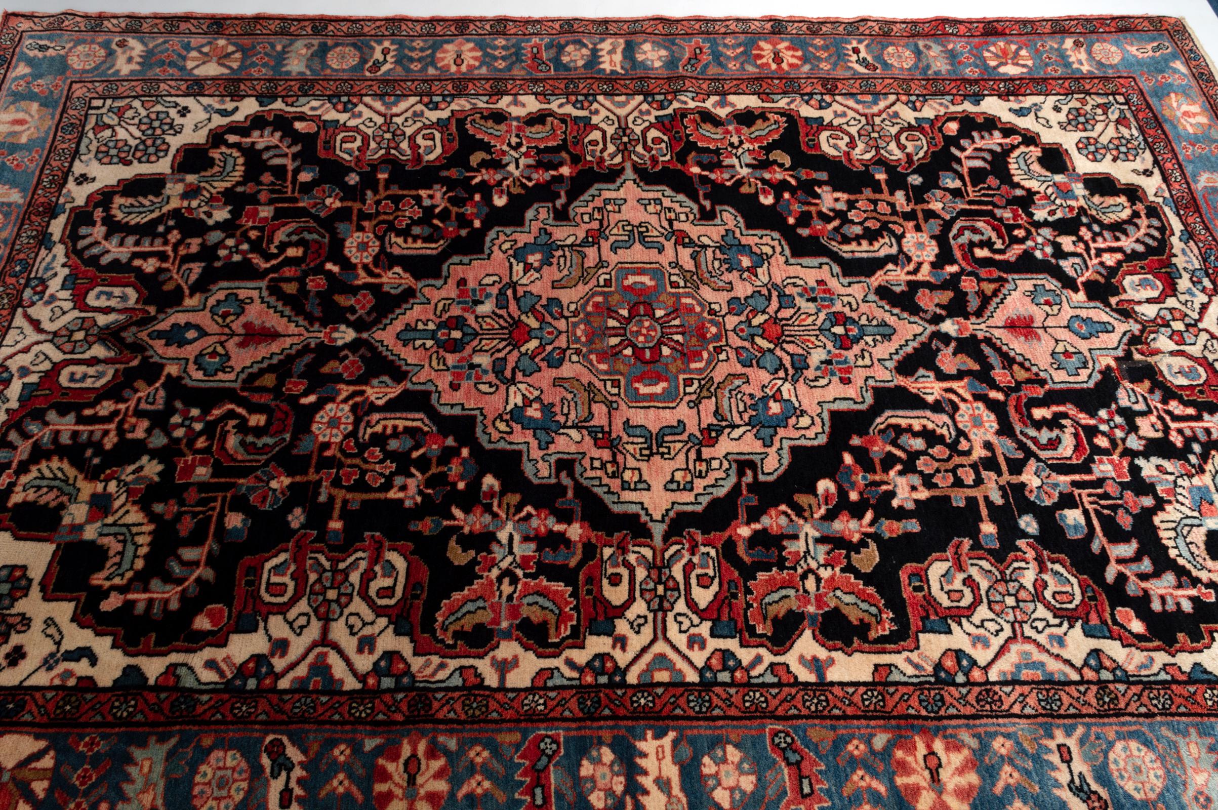 Hand-Knotted Antique Fine West Persian Carpet Rug For Sale