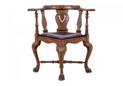 Antique Finely Carved Walnut Corner Chair