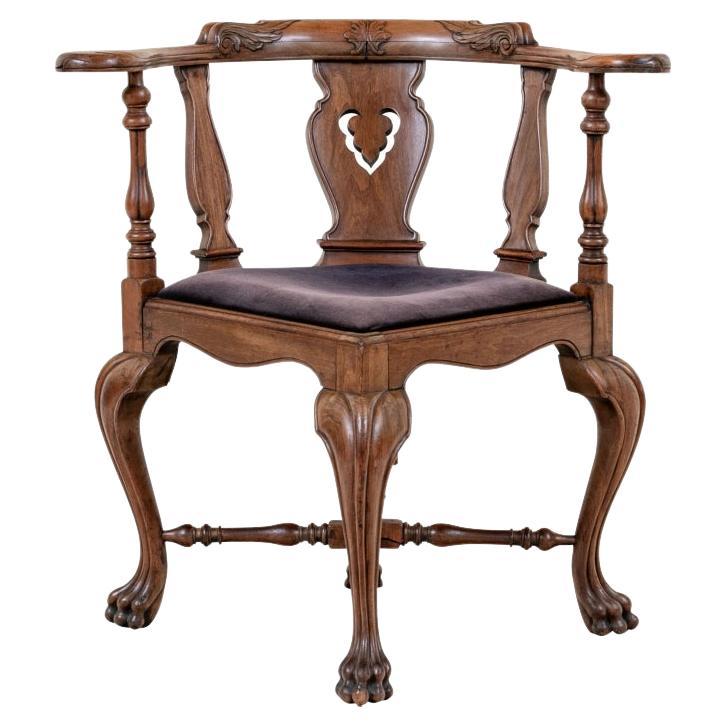 Antique Finely Carved Walnut Corner Chair