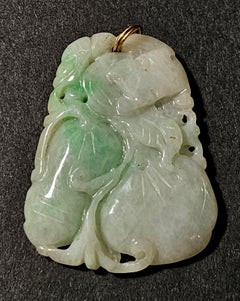 Antique Finely Chinese Hand Carved Myanmar Natural Jadeite Pendant Ric#JD008a