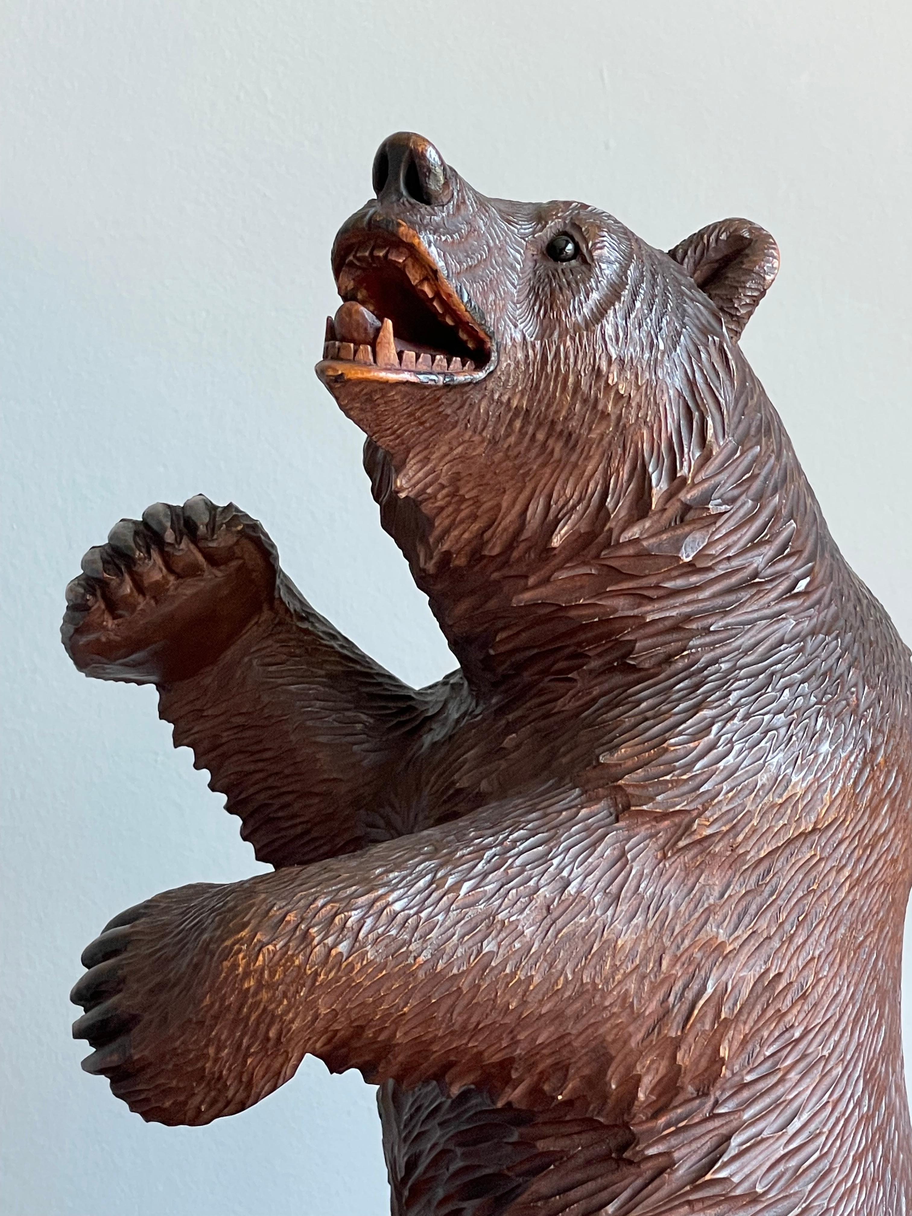 Sculpture d'ours de la Forêt Noire sculptée de qualité supérieure / Remarquable pièce de bureau en vente 1
