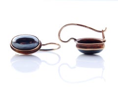 Pendientes Colgantes Acabado Antiguo Hematites maciza Oro 14K /2.5gr