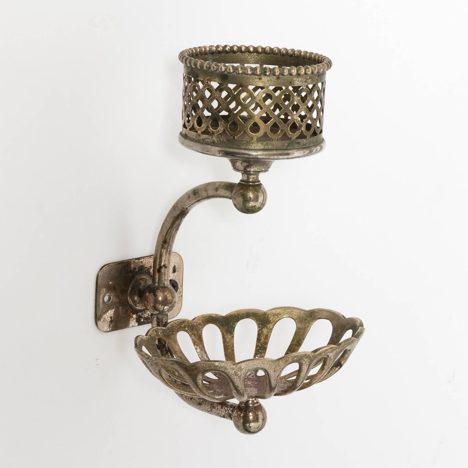 20th Century Antique Finish Nickel Cup and Soap Holder, circa 1900