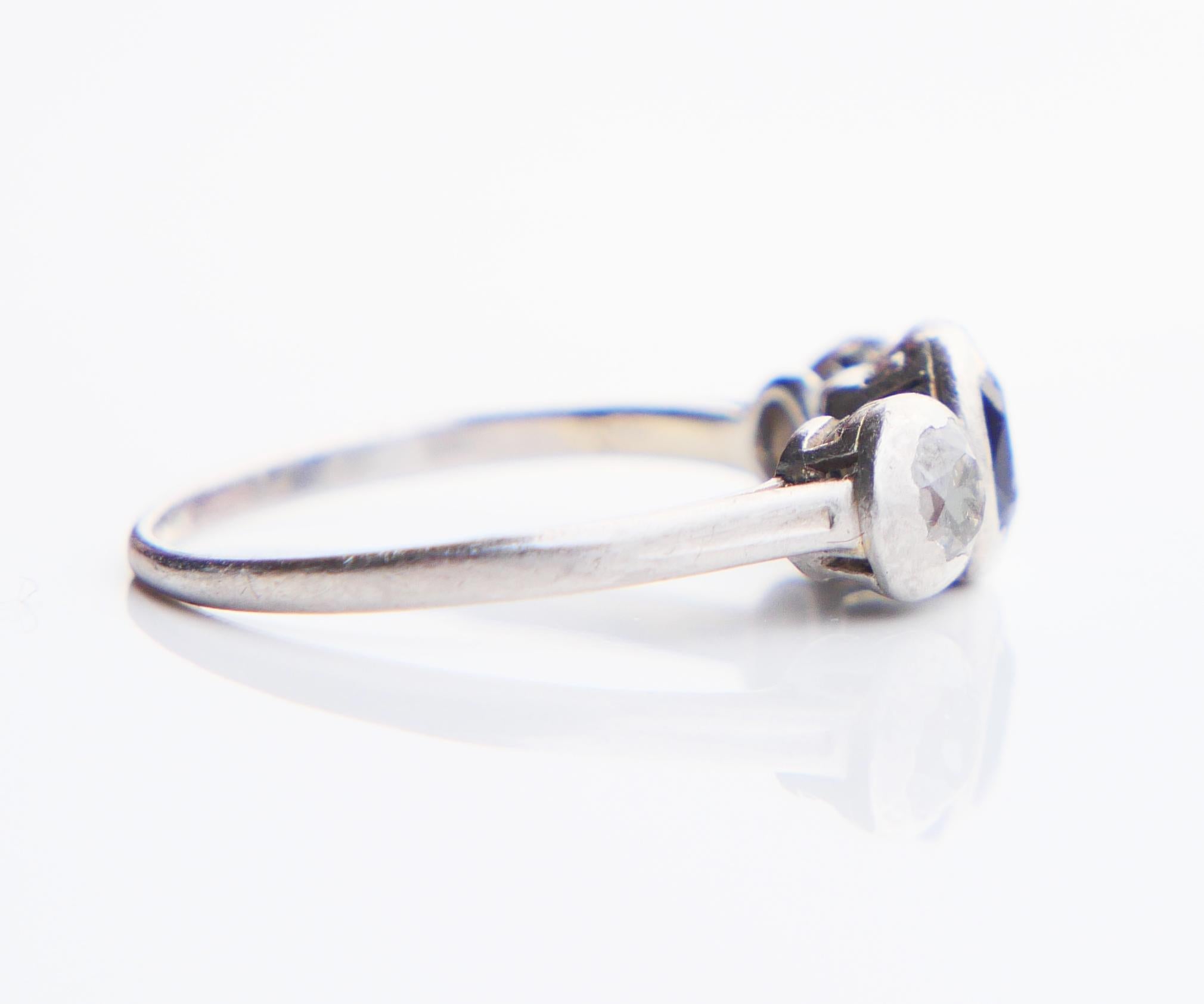 Antique Finish Ring A.Tillander 0.65ct Sapphire 0.7ctw Diamonds Platinum Ø5.5US  For Sale 1