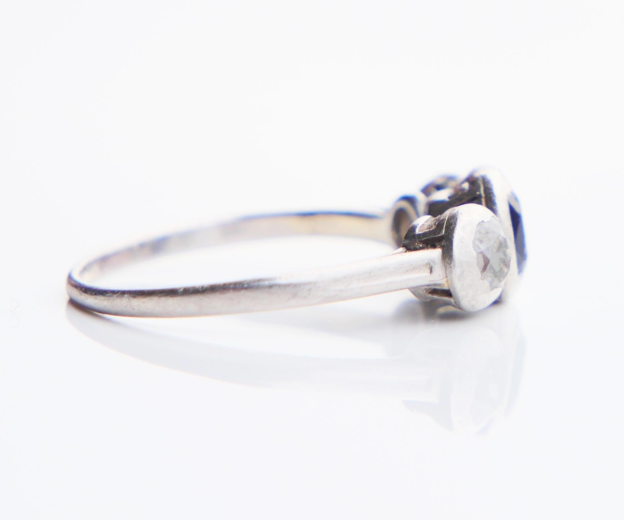 Antique Finish Ring A.Tillander 0.65ct Sapphire 0.7ctw Diamonds Platinum Ø5.5US For Sale 1