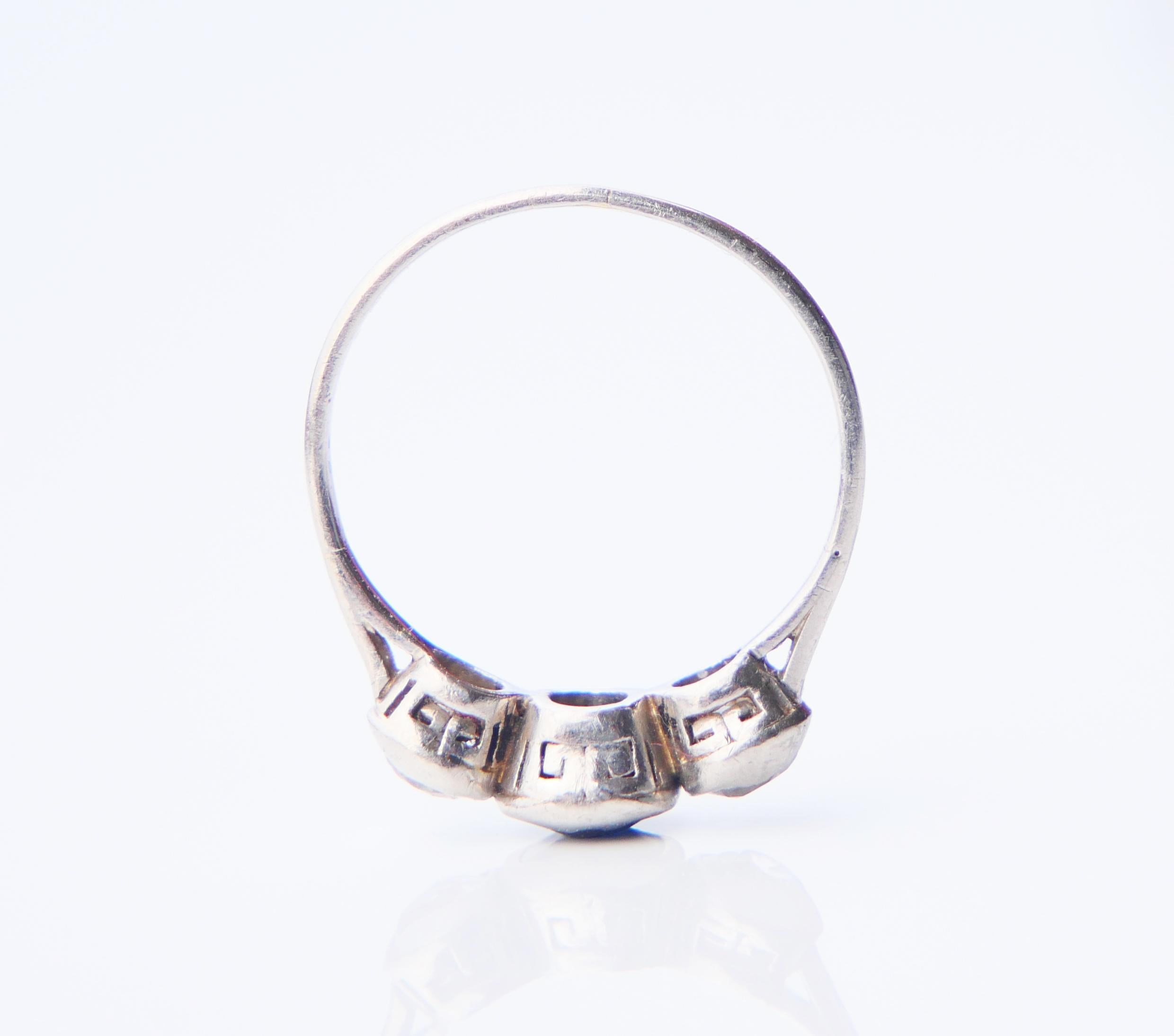 Antique Finish Ring A.Tillander 0.65ct Sapphire 0.7ctw Diamonds Platinum Ø5.5US  For Sale 2