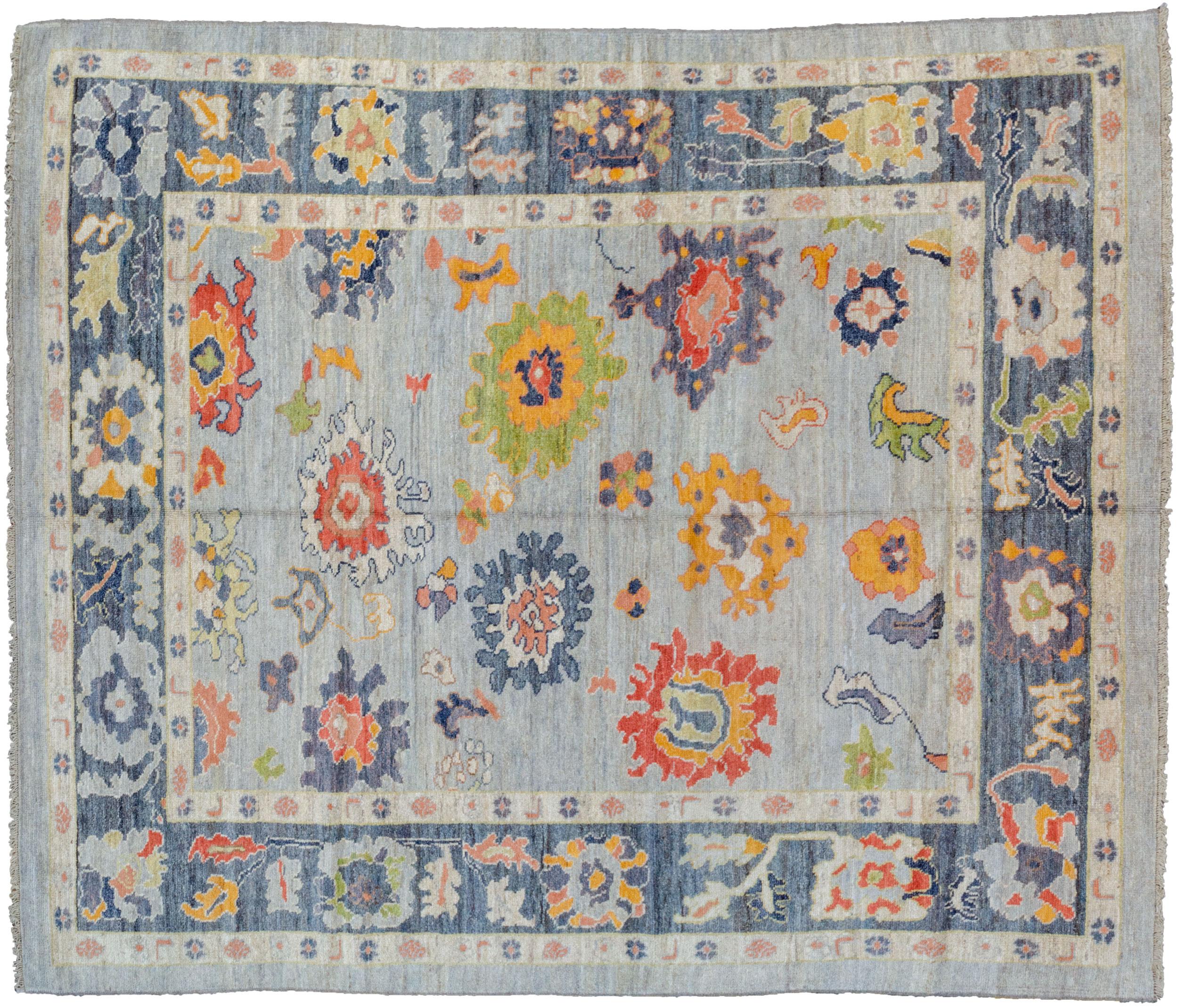 Antiker, lackierter Ushak-Teppich 305x250cm (Wolle) im Angebot