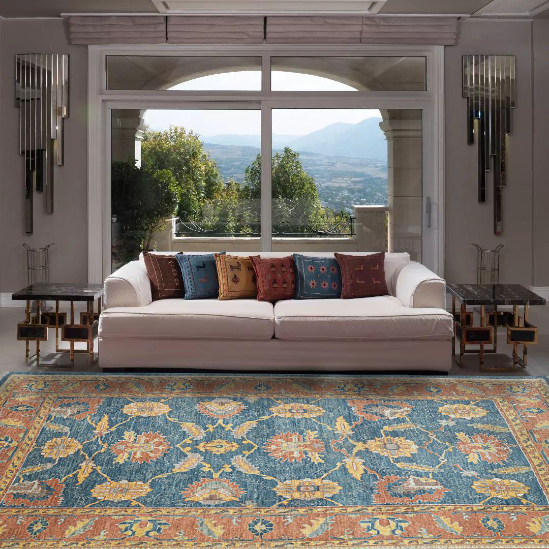 Tappeto Ushak con finitura antica 376x312 cm in vendita 1