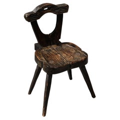 Antique Finnish Folk Art Rustic Pine Chair