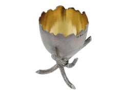 Huevera finlandesa antigua de plata de ley dorada