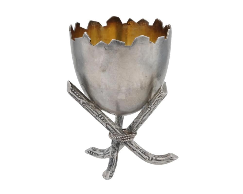 20th Century Antique Finnish Gilt Sterling Silver Egg Stand