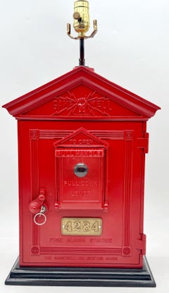 Antique Fire Alarm Box Converted Lamp by Gamewell Co., Newton, MA, Circa 1930