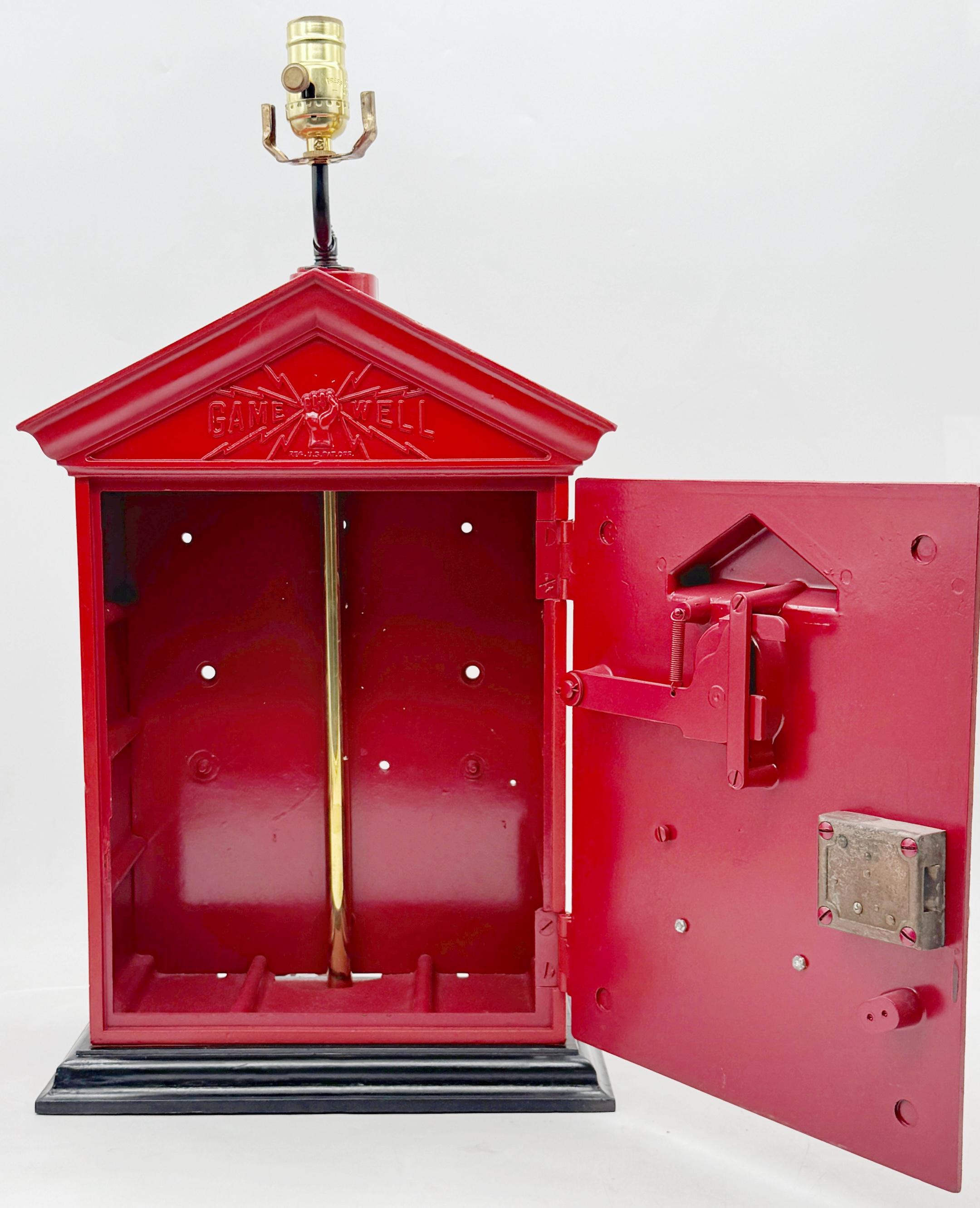 Antique Fire Alarm Box Converted Lamp by Gamewell Co., Newton, MA, Circa 1930 In Good Condition For Sale In West Palm Beach, FL