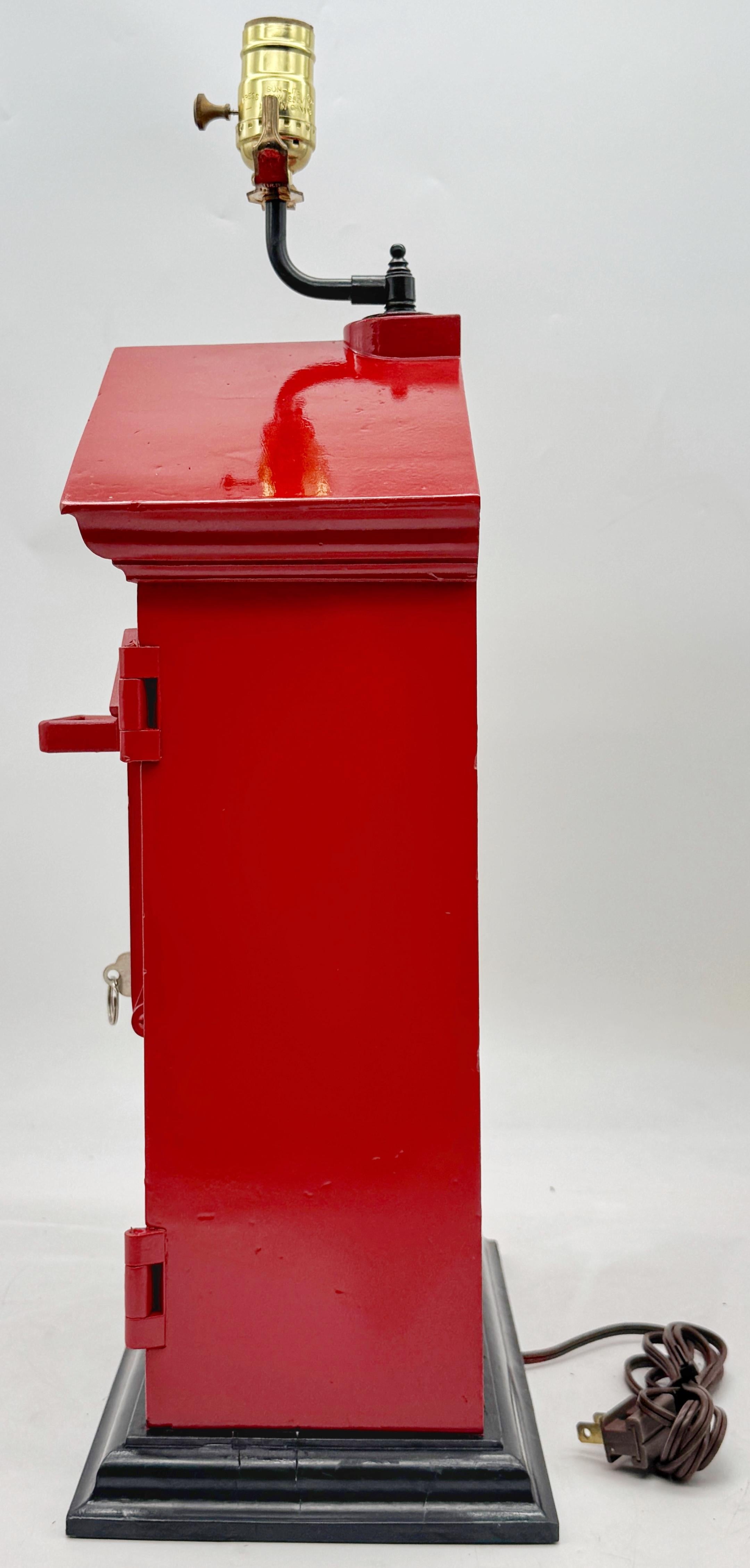 20th Century Antique Fire Alarm Box Converted Lamp by Gamewell Co., Newton, MA, Circa 1930 For Sale