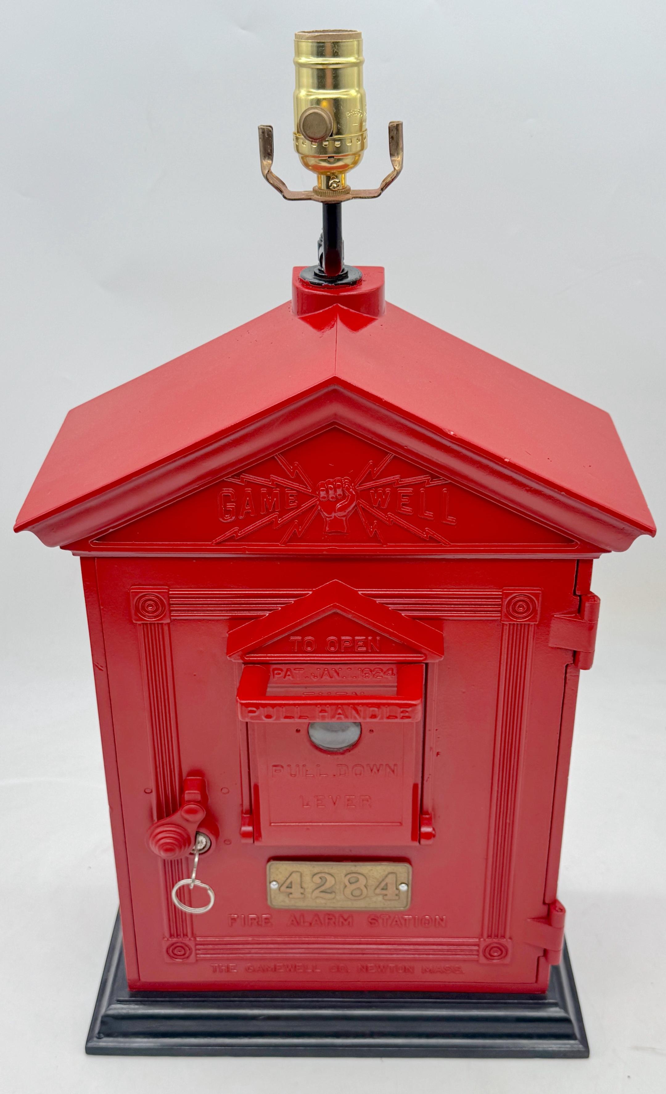 Antique Fire Alarm Box Converted Lamp by Gamewell Co., Newton, MA, Circa 1930 For Sale 2
