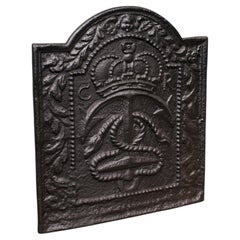 Antique Fire Back, English Carolean Revival Fireplace Reflector, Early Victorian