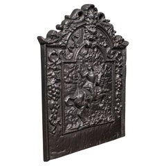 Antique Fire Back, English, Cast Iron, Decorative, Fireplace, Hearth, Victorian