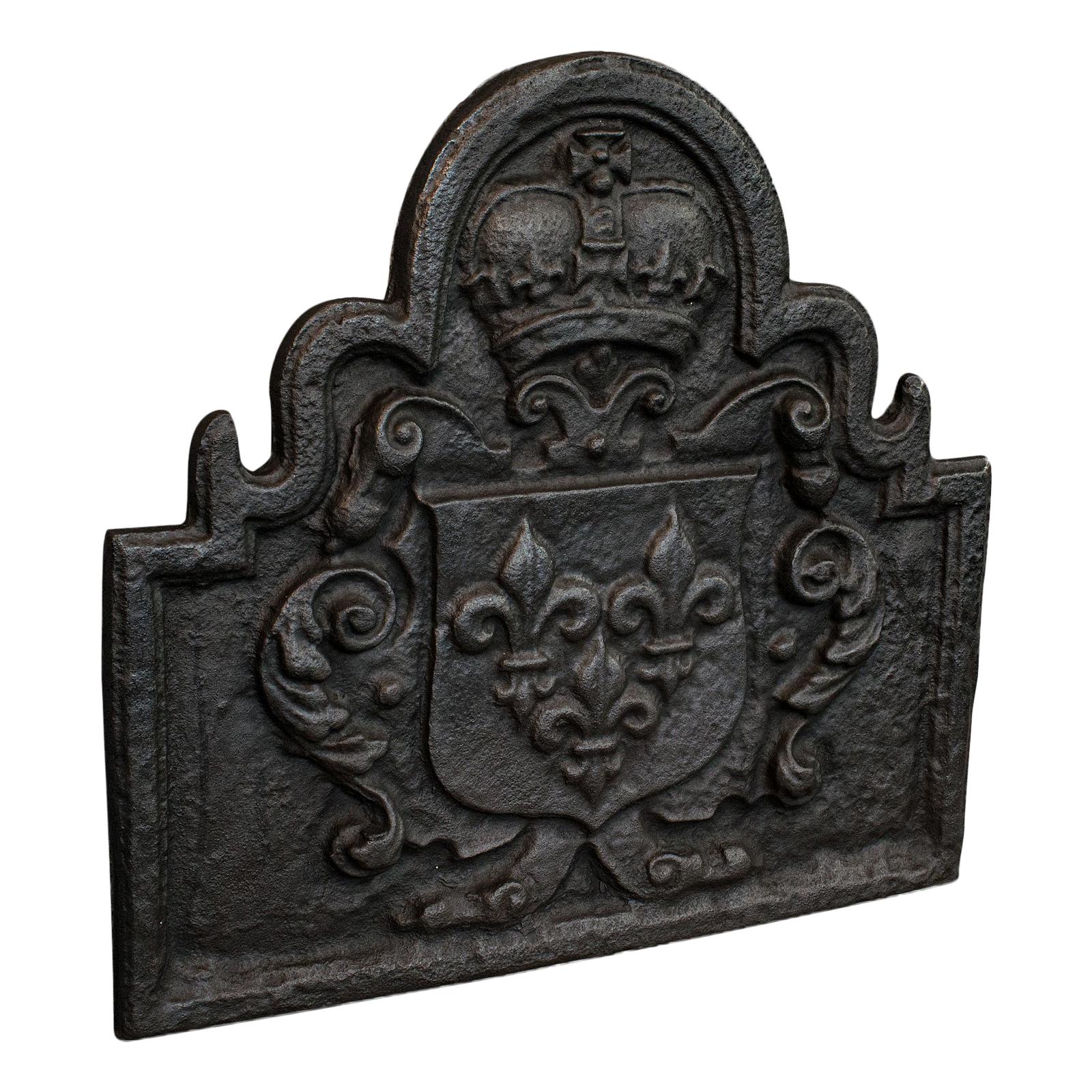 Antique Fire Back, English, Cast Iron, Fireplace, Reflector, Victorian, 1880