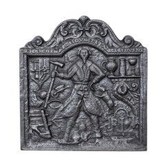 Antique Fire Back, English, Victorian, Cast Iron, Plate, 19th Century