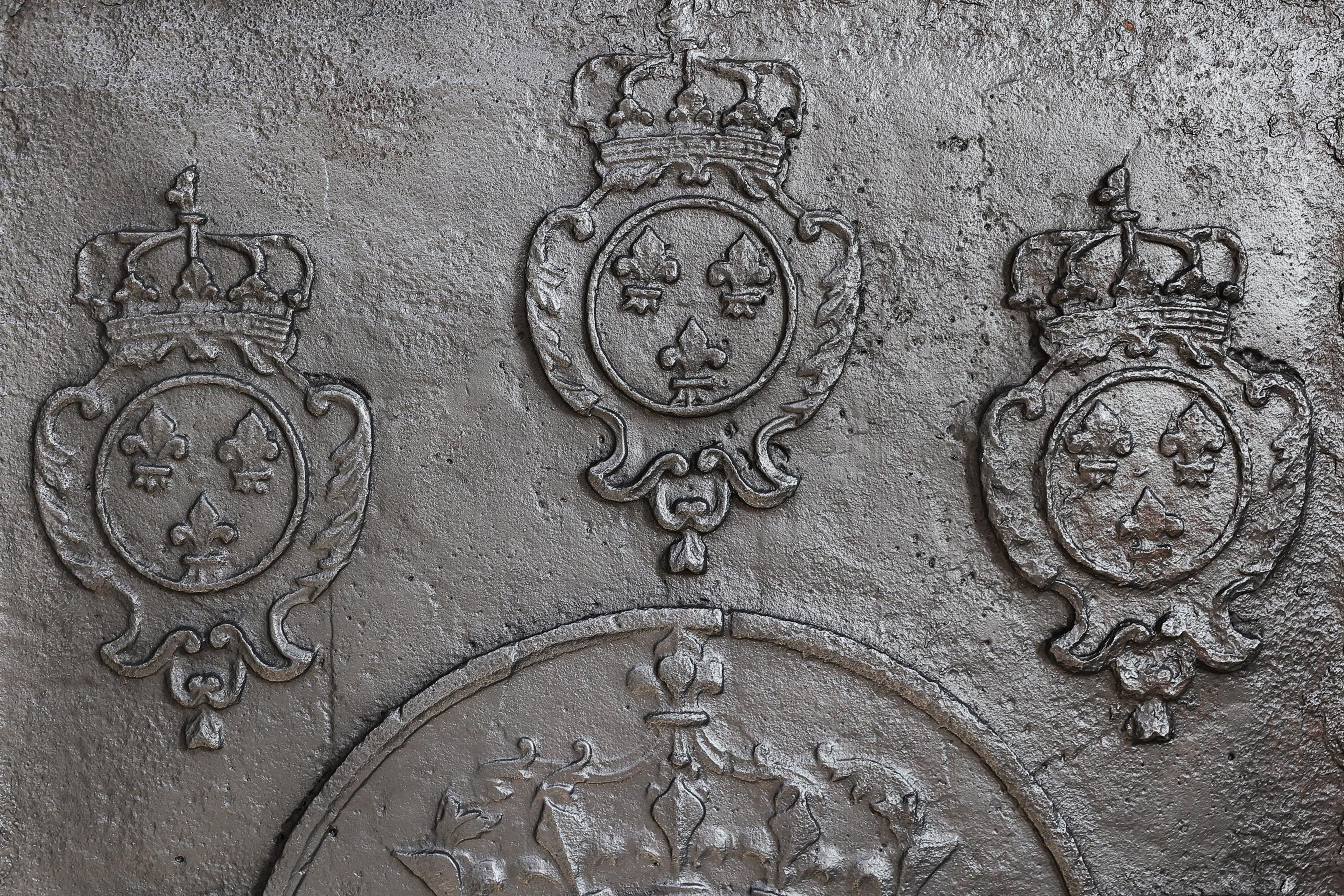 18th Century and Earlier Antique fireback from cast iron from the 18th century For Sale