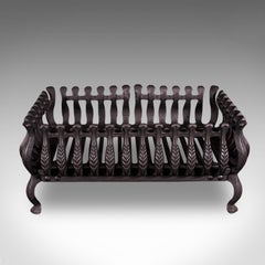 Antique Fire Basket, English, Cast Iron, Fireplace Grate, Edwardian, Circa 1905