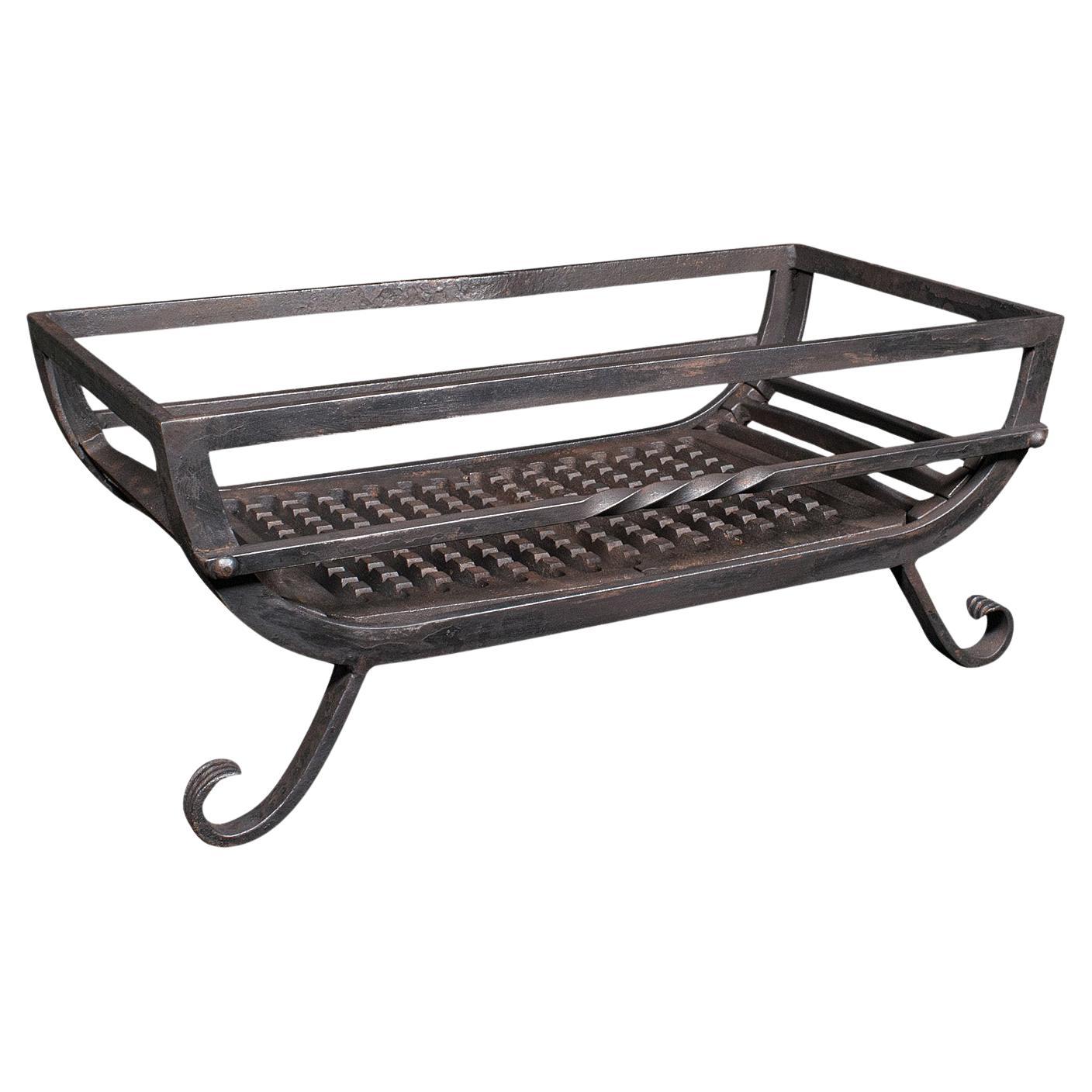 Cesto da camino antico, inglese, griglia per caminetto in ghisa, edoardiano, circa 1910