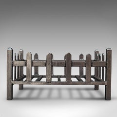 Antique Fire Basket, English, Cast Iron, Fireside, Grate, Late Victorian, C.1900