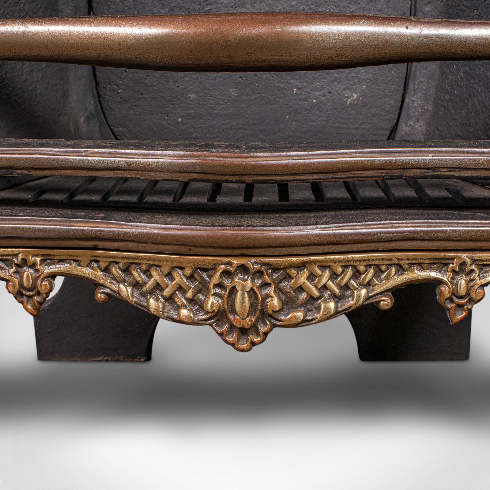 Antique Fire Basket, English, Cast Iron, Hearth, Georgian Revival, Victorian For Sale 3