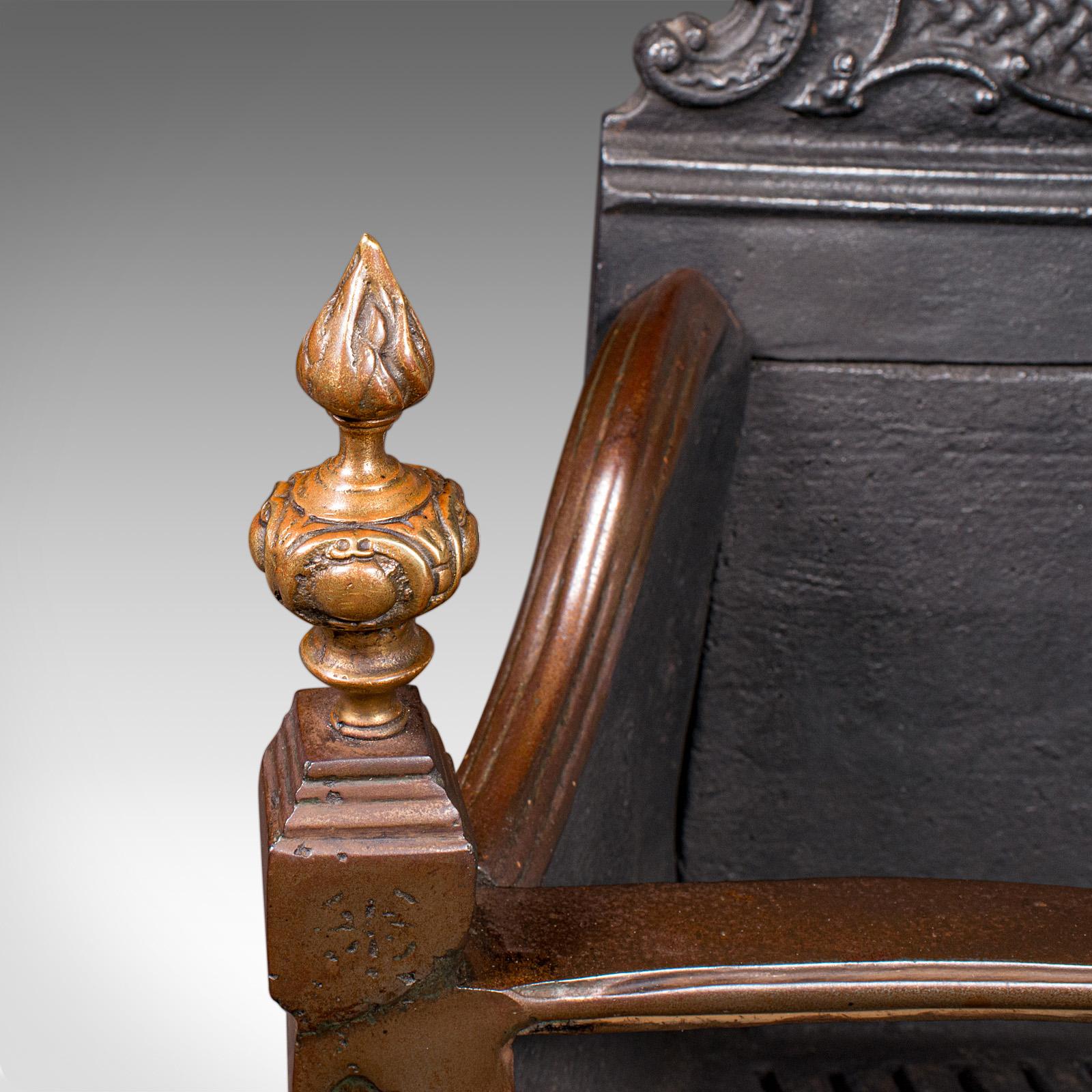 Antique Fire Basket, English, Cast Iron, Hearth, Georgian Revival, Victorian For Sale 1