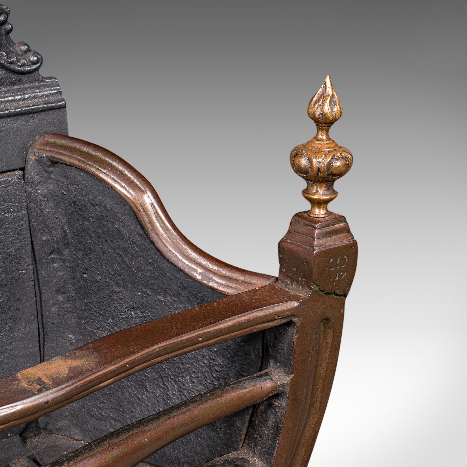 Antique Fire Basket, English, Cast Iron, Hearth, Georgian Revival, Victorian For Sale 2