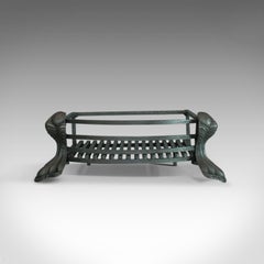 Antique Fire Basket, English, Iron, Fireplace Grate, circa 1900