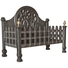 Antique Fire Basket, English, Victorian, Fireplace Grate, circa 1900