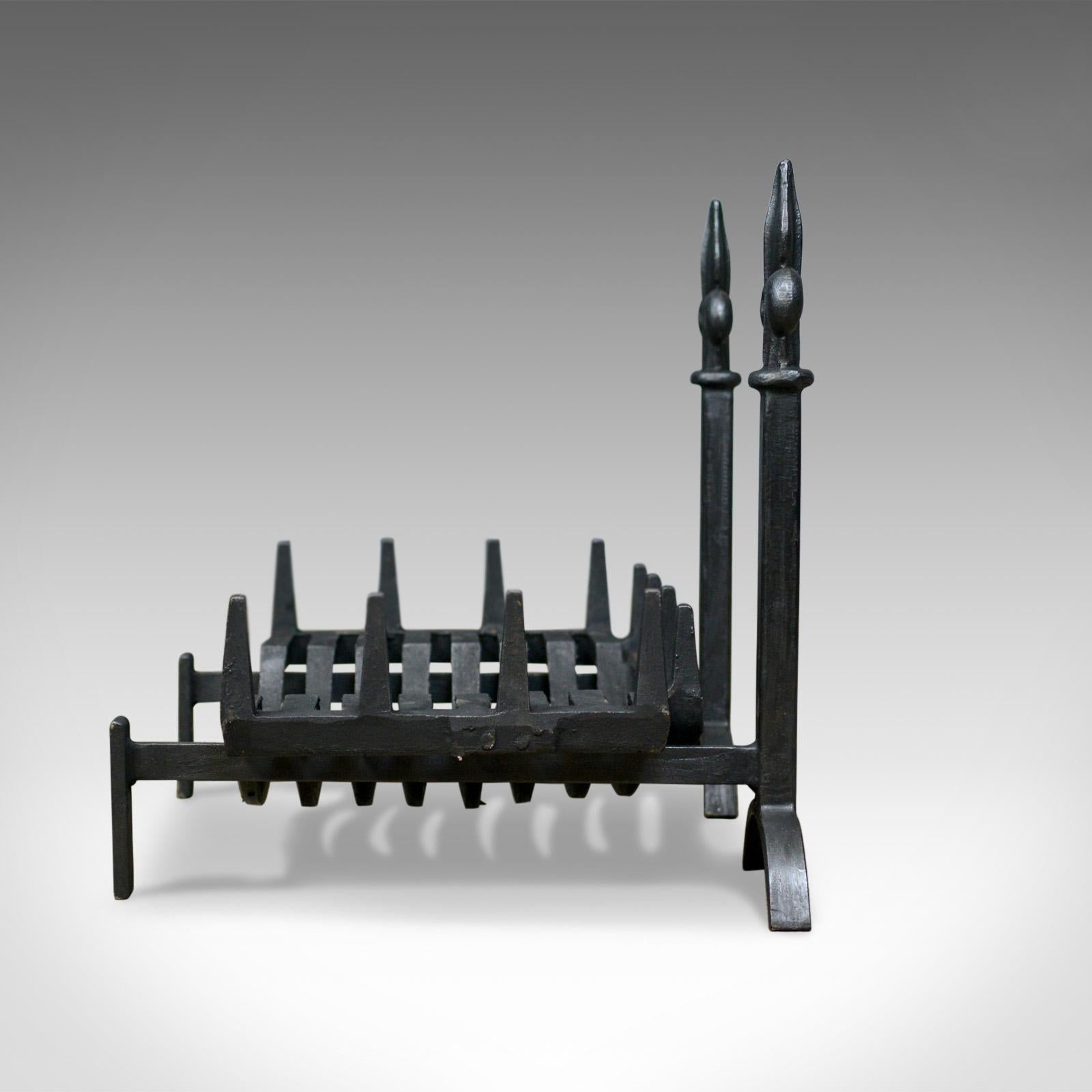 Cast Antique Fire Basket, Grate, Dogs, Andirons, English, Victorian, circa 1900